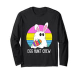 Funny Bunny Ghost Easter Egg Hunt Crew Long Sleeve T-Shirt