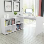 The Living Store - Bureau d'angle 4 étagères blanc Blanc