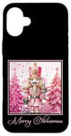 iPhone 16 Plus Pink Nutcracker Merry Christmas Pink Tree Holiday Xmas Case