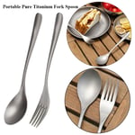 Picnic Accessories Cutlery Fork Pure Titanium Cookware Long Handle Spoon