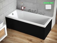 Baignoire rectangulaire - avec Tablier Noir Mat et Repose Tête OFFERT - MODERN - 140 x 70 cm