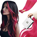 RUNATURE I Tip Keratine Extension Cheveux Naturel Rose Extension a Froid Cheveux Humain Rose Pre Bonded Stick Tip Extension Keratine Remy Hair 22 Pouces/55cm 25 Mèches/25g