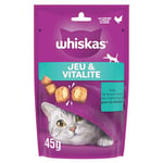 WHISKAS Pounce Play Jeu Vitalité - Friandises au Poulet Aliment complémentaire pour Chat Adulte - 8 Packs de 45g