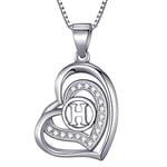 Morella Collier Femme Pendentif en Forme de Coeur avec Lettre H Argent 925 rhodié avec zircons Blancs 46 cm