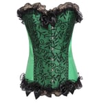 CIDCIJN Women Warm Corset,Sexy Ladies Corset With Zipper Vintage Style Over Bust Corsets And Bustiers Floral Lace Top Lingerie Fashion,Green,4Xl