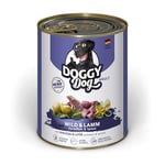 DOGGY Dog Paté Wild & Agneau - 6 x 800 g - Nourriture humide pour chien - Sans céréales - Avec huile de saumon et moule à lèvres vertes - Aliment complet avec épinards et pommes de terre - Fabriqué en