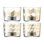 LSA International Chevron Tealight Holder H6cm Gold Assorted | Set of 4 | Mouthblown & Handmade Glass | CH15