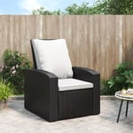 Fauteuil inclinable de jardin Fauteuil de Relaxation Fauteuil Salon avec coussins noir résine tressée 91417