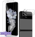 Lot De 2 Films De Protection D'écran Pour Samsung Galaxy Z Flip 3 En Tpu Souple + 2 Films De Protection D'écran Pour Appareil Photo + 2 Films De Protection D'appareil Photo En Verre Trempé Sans Bulles Pour Galaxy Z Flip 3