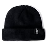 (musta)Letter True Unisex 10 väriä Sailor Fishermans Winter Pipo Hattu Ribbed Neulottu Meloni Lippalakki Solid Skullcap Baggy Retro Ski Hat