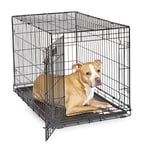 MidWest Homes for Pets Modèle 1536DDU Cage pour chiens iCrate 90,42 cm, modèle amélioré, une porte, comprenant un bac étanche, des pieds protégeant le sol, Noir