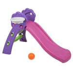 Selonis Safe Colourful Kids Plastic Slide 117x78x60cm With Basket, Pink-Purple-Green