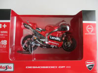 MAISTO MINIATURE MOTO GP 500 DUCATI DESMOSEDICI N°63 BAGNA FRANCISCO 2022  1/18°