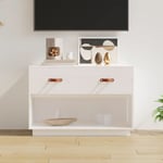 Meuble tv Blanc 90x40x60 cm Bois de pin massif The Living Store Blanc