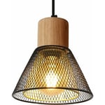 Suspension Luminaire Vintage, Lustre Retro Bois pour Cuisine, Salon, Chambre, Restaurant (Ampoule Non Incluse)