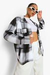 Womens Tonal Check Trucker Jacket - Black - L, Black