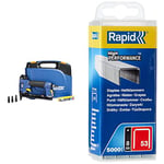 Rapid Kit agrafeuse Pneumatique Rapid (6-16 mm) Bleu & 40303085, Agrafes en fil fin N°53, Longueur 10mm, 5000 pièces, Pour le textile et la décoration, Fil galvanisé, Argent