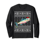 Ugly Sweater Xmas Lights Santa Rainbow Trout Fish Christmas Long Sleeve T-Shirt