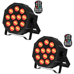 DELIBANG 2 Pièces RGBW Par LED Batterie Rechargeable, 12 LED Sans Fil Lumiere Par avec Télécommande Timing, Exterieur Intérieur Lumiere de Scene pour DJ Disco fête Bar Noël Mariage