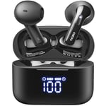 TOZO T21 Wireless Earbuds, Bluetooth 5.3 Earphones, Semi In Ear Buds, Dual Mic Call Noise Cancelling Wireless Earphones, Bluetooth Earbuds with Wireless Charging Case, IPX8 Waterproof, 44H Playtime