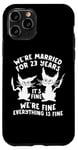 Coque pour iPhone 11 Pro 23rd Wedding Anniversary 23 Years Married Its Fine Cat Funny