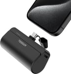 Batterie Externe Charge Rapide, Batterie Externe 5000mah, Batterie Externe Mini Pour Phone Et Pad, Batterie Externe Connecteur Usb-C Intégré 10,5w, Batterie Externe Pour Voyage Camping, Noir