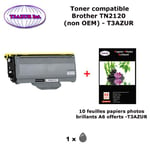 Toner compatible TN2120 pour imprimante Brother DCP 7030, 7040, 7045N + 10f A6 brillants - T3AZUR