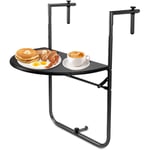 Table de balcon pliante pliable appoint table suspendue rabattable hauteur réglable 64x60x84 cm noir - Noir - Einfeben