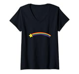 Womens colorful LGBTQ Falling Star Space V-Neck T-Shirt