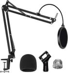 Bras Micro, Perche, Support avec Pince, Bonnette Mousse, 3/8'' vers 5/8'' Vis Adaptateur, Filtre anti-pop, pour Blue Yeti, Blue Yeti Pro, Blue Yeti X