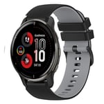 För Garmin Venu 2 Plus 20mm Rutiga Tvåfärgade Silikon Armband EWC Black-Grey