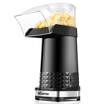 Nictemaw Machine à popcorn Noir, 1200W Popcorn Maker Sans graisse ni huile, Snack sain pour la maison