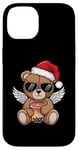 Coque pour iPhone 14 Bonnet de Père Noël avec ours en peluche - Vintage Boba Tea