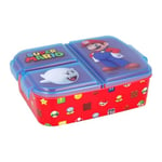 My sweety pop - Boîte à goûter - Lunch box - Pour enfant - Crèche - Maternelle - Ecole - Vacances - Repas – 19.5 cm - Idée Cadeau – 3 compartiments - Super Mario - Rouge - Garçon