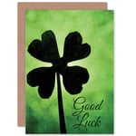 Good Luck Shamrock Silhouette Greetings Card Plus Envelope Blank inside