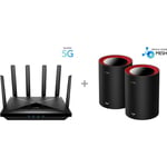 Cudy P5 5G/4G/LTE WiFi Mesh-modeemi + M3000 WiFi 6 Mesh-järjestelmä, musta