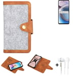 Felt Case + earphones for Motorola Moto One 5G Ace Cover light grey