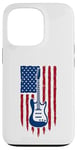 Coque pour iPhone 13 Pro Drapeau américain guitare électrique drapeau américain pour guitariste drapeau USA