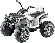 Jamara 460248 – Ride On Quad Protector Blanc 12 V – 2 moteurs puissants 12 V et puissant 12 V Batterie pour longue fahrzeit, 2 vitesses turboscha lter, ultra Gripp Anneaux en caoutchouc à traction Roues