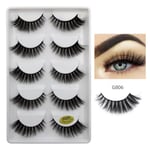 5-par lösögonfransar - 3D faux mink - G806 - False eyelashes Svart