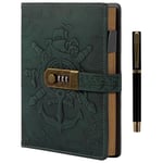 MGGAO Journal Vintage avec Stylo pour Femmes Hommes-A5 Agenda Rechargeable avec Serrure Organisateur Planificateur pour Travail Bureau Ecole-Carnets en cuir à couverture rigide Journaling Gifts