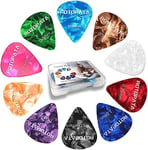 Lot de 30 Médiators pour Guitare dans une boîte, 3 Épaisseurs Différentes Plectre Guitare en Celluloïd Pick Guitare 0.5/0.75/1.0 mm pour Basse Ukulélé Guitare Électriqu