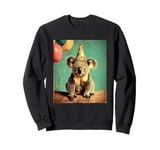 Koala Retro Art Print Birthday Party Balloons & Party Hat Sweatshirt