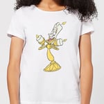 Disney Beauty And The Beast Lumiere Distressed Women's T-Shirt - White - L - Blanc