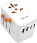 100W Gan Adaptateur Prise Universelle, Chargeur Usb C Charge Rapide, Prise Universelle Voyage Avec 3 Usb C Et 2 Usb A, Chargeur Adaptateur Pour Usa Uk Italie Thaïlande Canada Japon Australie