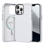 SURPHY Faux Leather Case Compatible with iPhone 13 Pro Case 6.1 inch, Premium PU Leather Case Cover (with Metallic Buttons & Microfiber Lining) for iPhone 13 Pro, Cool White