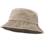 UltraKey Bucket Hat, Bred Brätte Tvättat Denim Bomull Utomhus Solhatt Flat Top Cap för Fiske Vandring Strandsporter