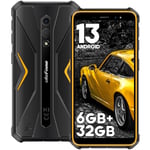 Ulefone Armor X12 Telephone Portable Incassable Android 13, 6Go+32Go ROM/256Go Extensible, Téléphone Étanche 4860mAh, 13MP+8MP Caméra, Smartphone Antichoc 5.45" HD+, 4G Dual SIM/NFC/GPS/IP69K-Orange