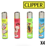 Lot 4 briquets Clipper Classic rechargeable - CRAZY FARM ANIMAUX DE FERME HUMOUR