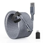 Tiergrade Link Cable 6M Compatible avec Quest2 / Pico 4, Accessoires de câble USB A à C avec transfert de données 5Gbps, câble USB3.0 tressé en nylon pour casque VR et PC de jeu